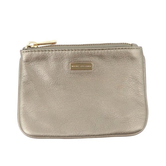 Marc Jacobs Handbags - Marc Jacobs Soft Pebble Leather Platinum Colored Zip Top Coin Purse Wallet